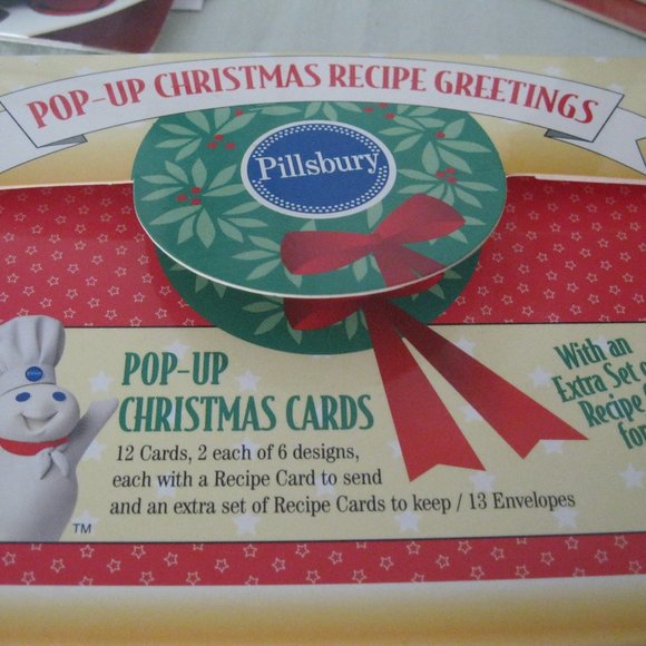 Pop-Up-Christmas Recipe Greetings Cards - Pillsbury Dough Boy - Pop N Fresh. 12 - Picture 1 of 6